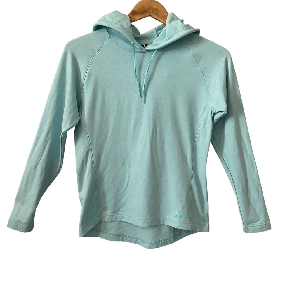 Helly Hansen Womens XS Light Blue Technical Pullover Hoodie Raglan Activewear